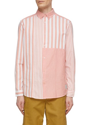 Main View - Click To Enlarge - SCOTCH & SODA - Panelled Striped Cotton Shirt
