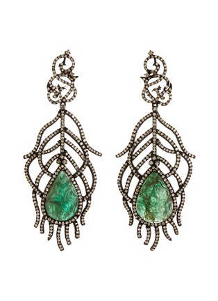 Main View - Click To Enlarge - AISHWARYA - Diamond emerald silver gold alloy drop earrings