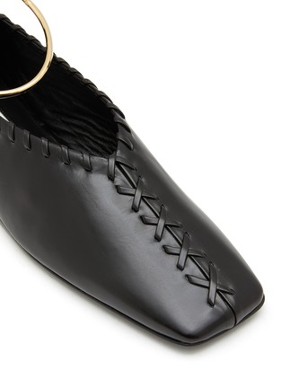 Detail View - Click To Enlarge - JIL SANDER - Braided Detail Detachable Metal Ankle Hoop Leather Ballerina Flats