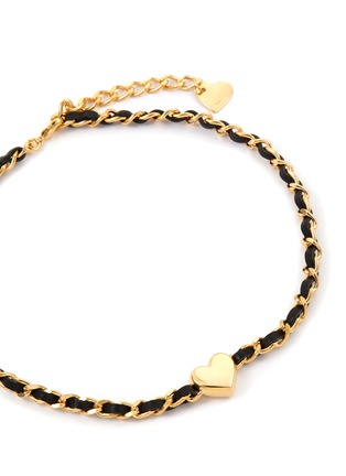 Detail View - Click To Enlarge - NUMBERING - ‘Puffy Heart’ 14K Gold Plated Brass Leather Choker