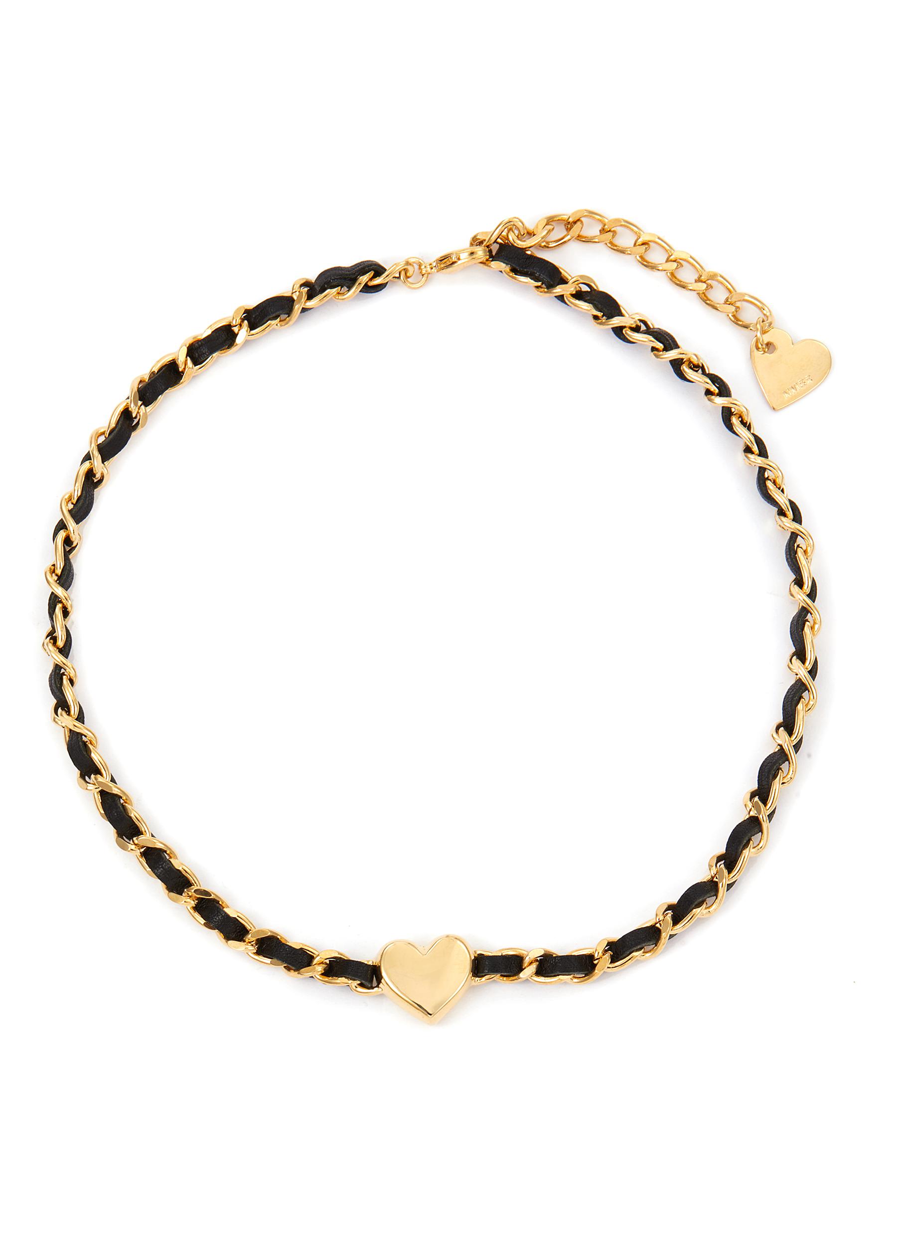 NÚMBERING ‘Puffy Heart' 14K Gold Plated Brass Leather Choker