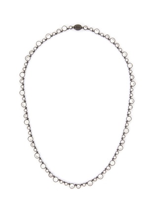 Main View - Click To Enlarge - NUMBERING - ‘Balance’ Plated Sterling Silver Crystal Zirconia Round Bezel Necklace