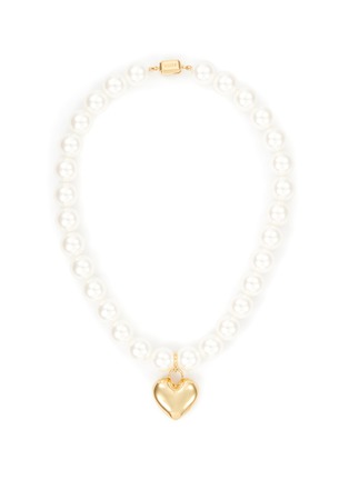 NÚMBERING | 14K Gold Plated Brass Big Heart Pendant Resin Pearl Necklace