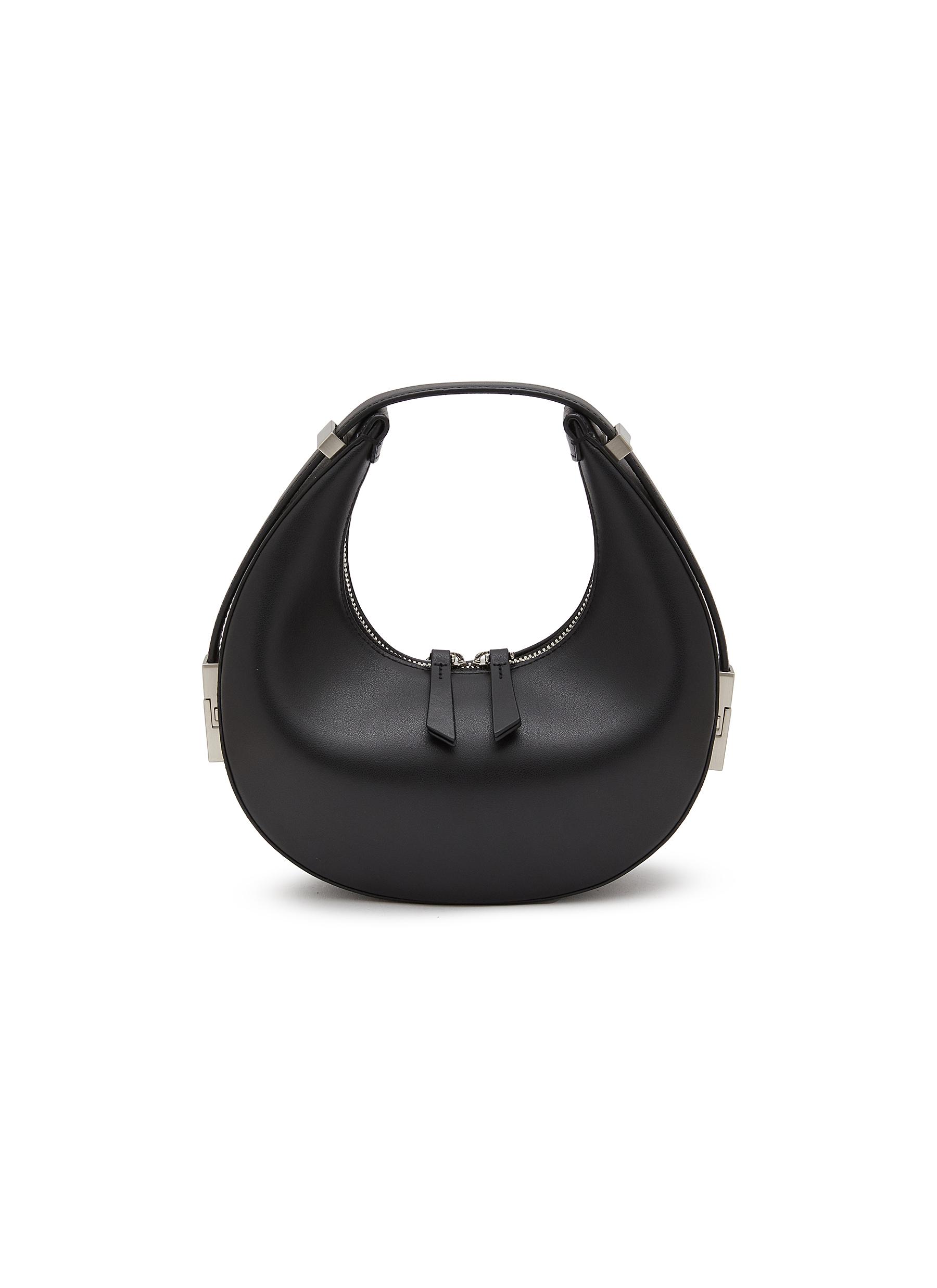 OSOI, Mini Toni Adjustable Strap Leather Hobo Bag, SILVER, Women