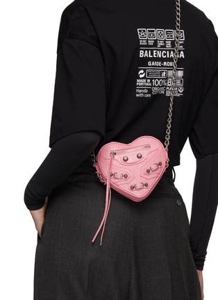 BALENCIAGA | Mini ‘Cagole’ Heart Shape Arena Finish Leather Chain Crossbody Bag