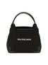 Main View - Click To Enlarge - BALENCIAGA - ‘Navy Cabas XS’ Logo Print Cotton Canvas Top Handle Bag
