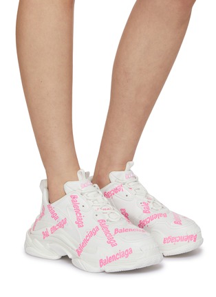 Figure View - Click To Enlarge - BALENCIAGA - ‘Triple S’ Allover Logo Print Low Top Sneakers