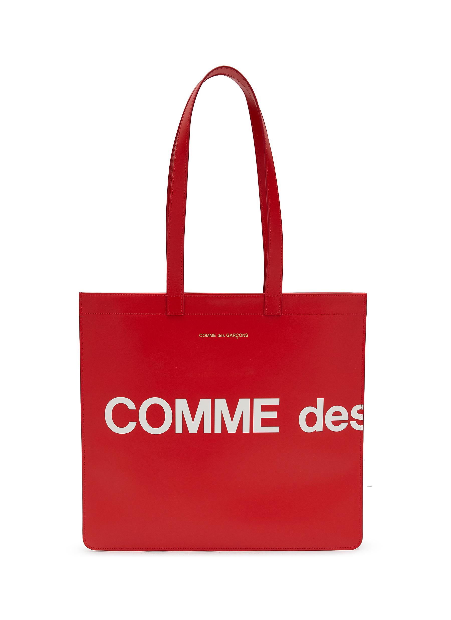 COMME DES GARCONS Logo Print Leather Tote Bag
