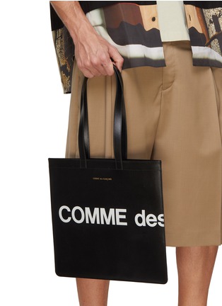 Figure View - Click To Enlarge - COMME DES GARÇONS - Logo Print Leather Tote Bag