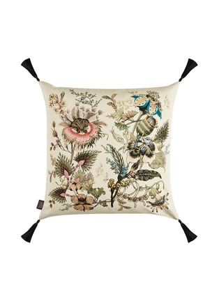Main View - Click To Enlarge - HOUSE OF HACKNEY - Flora Fantasia Large Tassel Cotton Linen Blend Cushion − Ecru