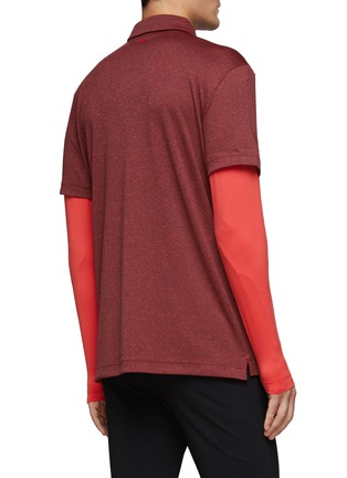 Back View - Click To Enlarge - J.LINDEBERG - ‘LEON’ LONG SLEEVE BUTTON FRONT JACQUARD KNIT LIGHT COMPRESSION SLEEVES POLO TOP