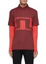 Main View - Click To Enlarge - J.LINDEBERG - ‘LEON’ LONG SLEEVE BUTTON FRONT JACQUARD KNIT LIGHT COMPRESSION SLEEVES POLO TOP