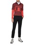 Figure View - Click To Enlarge - J.LINDEBERG - ‘LEON’ LONG SLEEVE BUTTON FRONT JACQUARD KNIT LIGHT COMPRESSION SLEEVES POLO TOP