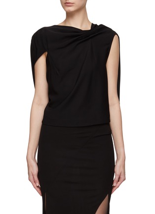 Main View - Click To Enlarge - ROLAND MOURET - DRAPED DETAIL SLEEVELESS OPEN BACK CADY TOP