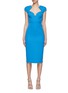 Main View - Click To Enlarge - ROLAND MOURET - SHORT SLEEVE SWEETHEART NECKLINE WOOL MIDI DRESS