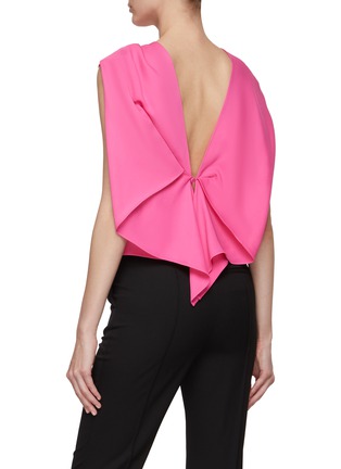 Back View - Click To Enlarge - ROLAND MOURET - DRAPED DETAIL SLEEVELESS OPEN BACK CADY TOP