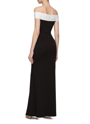 Back View - Click To Enlarge - ROLAND MOURET - OFF THE SHOULDER CONTRAST PANEL MAXI DRESS