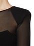  - ROLAND MOURET - SHEER PANEL PADDED SHOULDER MIDI DRESS