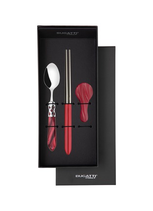 Main View - Click To Enlarge - CASA BUGATTI - ‘Aladdin’ Chopsticks Spoon Cutlery Set − Red