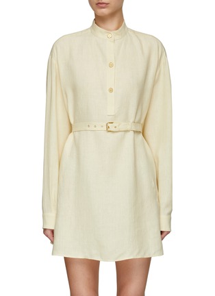 Main View - Click To Enlarge - LE KASHA - Belted Linen Dress