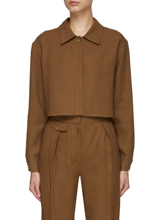 Main View - Click To Enlarge - LE KASHA - Cropped Linen Shirt