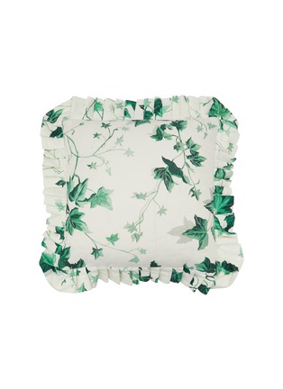 Main View - Click To Enlarge - HOUSE OF HACKNEY - Hedera Medium Cotton Frilled Cushion — Viridian