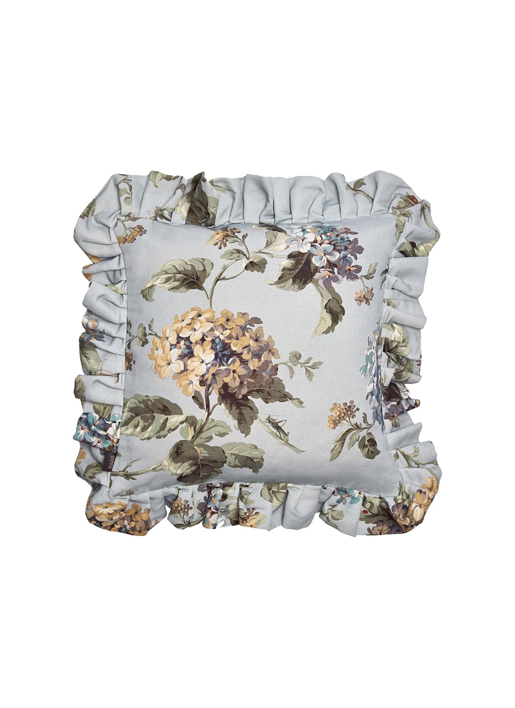 House Of Hackney 'hortensia' Medium Cotton Linen Frill Cushion - Skyblue