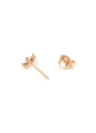 Detail View - Click To Enlarge - MARIA TASH - 18K Rose Gold Diamond Lotus Stud Earring