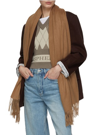 Figure View - Click To Enlarge - JOVENS - FRINGED WATERWEAVE CASHMERE SCARF