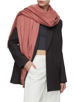 Figure View - Click To Enlarge - JOVENS - FRINGED WATERWEAVE CASHMERE SCARF