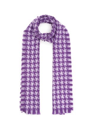 Main View - Click To Enlarge - JOVENS - HOUNDSTOOTH MOTIF RAW EDGE CASHMERE SCARF