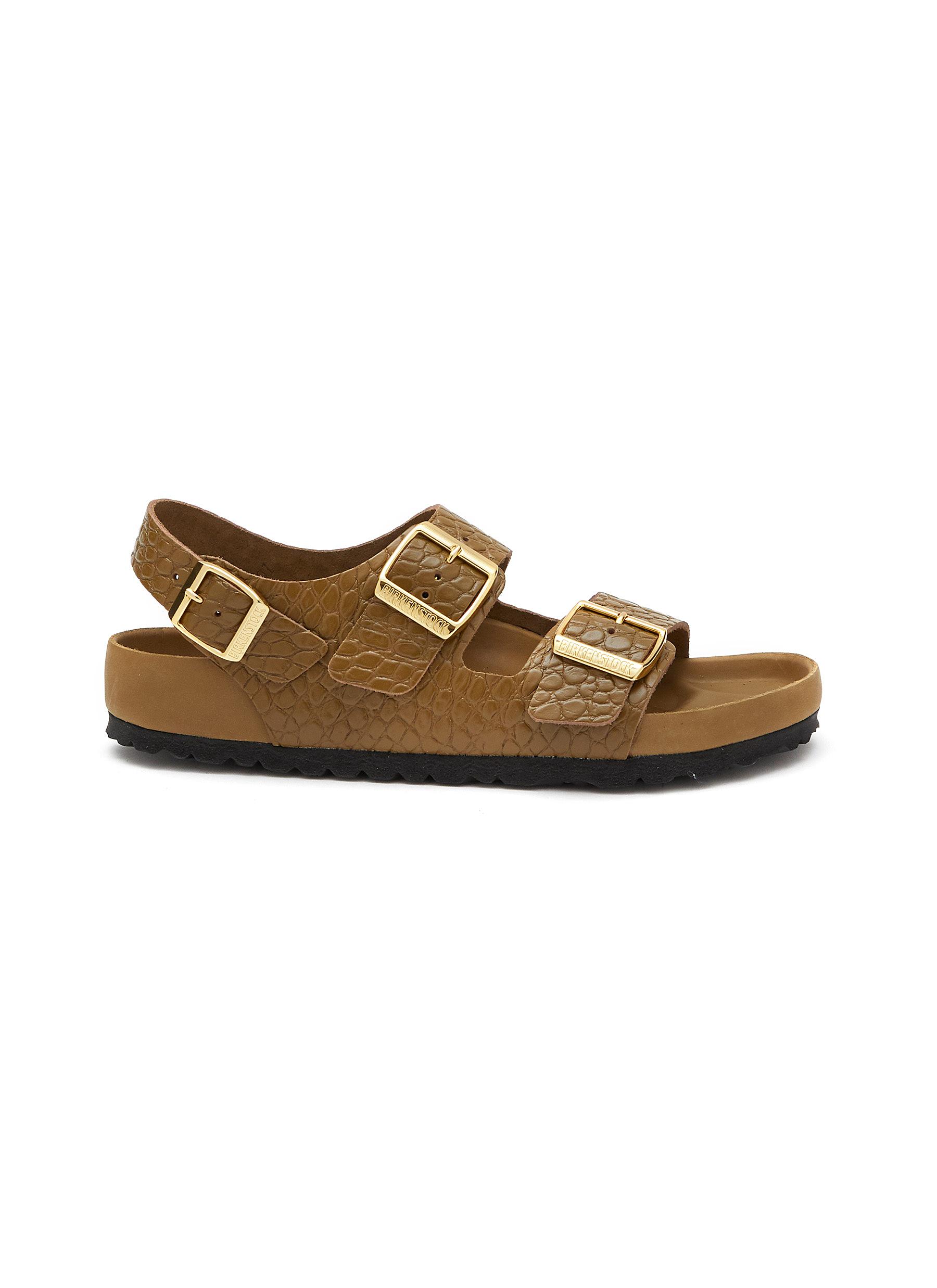 ‘Milano' Reptile Embossed Leather Sandals