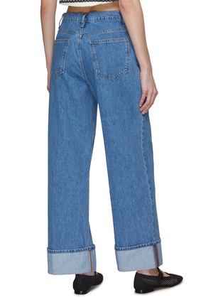 Back View - Click To Enlarge - FRAME - High Rise Rolled Hem Wide Leg Jeans