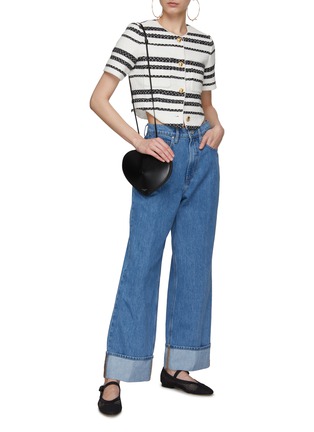 Figure View - Click To Enlarge - FRAME - High Rise Rolled Hem Wide Leg Jeans