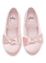 Figure View - Click To Enlarge - WINK - ‘Butterscotch’ Kids Bow Appliqué Elastic Strap Satin Ballerina Flats