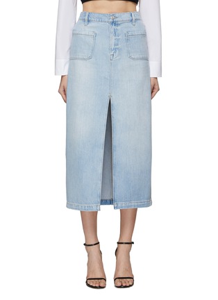 Main View - Click To Enlarge - FRAME - ‘Le Bardot’ Front Slit Midi Denim Skirt