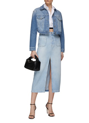 Figure View - Click To Enlarge - FRAME - ‘Le Bardot’ Front Slit Midi Denim Skirt