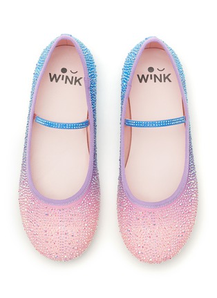 Detail View - Click To Enlarge - WINK - ‘WAFFLE’ KIDS RHINESTONE EMBELLISHED BALLET FLATS