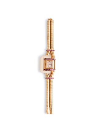 Main View - Click To Enlarge - LANE CRAWFORD VINTAGE WATCHES - Hermès 18k Gold Retangle Dial Lady Wrist Watch