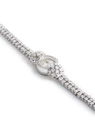 Detail View - Click To Enlarge - LANE CRAWFORD VINTAGE WATCHES - Rolex Platinum Case Circular Dial Diamond Lady Wrist Watch