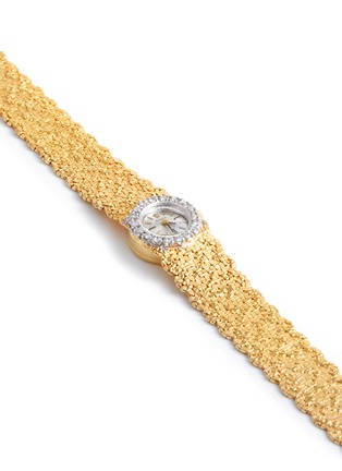 Detail View - Click To Enlarge - LANE CRAWFORD VINTAGE WATCHES - Rolex 14k Gold Case Circular Dial Diamond Lady Wrist Watch