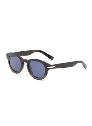 Main View - Click To Enlarge - DIOR - ‘DiorBlackSuit R5I’ Round Acetate Frame Blue Lens Sunglasses