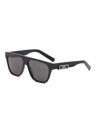 Main View - Click To Enlarge - DIOR - ‘DiorB23 S3I’ Logo Plaque Square Acetate Frame Grey Lens Sunglasses