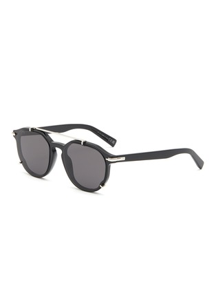 Main View - Click To Enlarge - DIOR - ‘DiorBlackSuit RI’ Round Acetate Frame Grey Lens Sunglasses