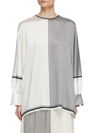 Main View - Click To Enlarge - CALCATERRA - Printed Back Embroidery Striped Top
