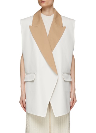 Main View - Click To Enlarge - CALCATERRA - Oversized Two Tone Cotton Silk Blend Blazer Vest