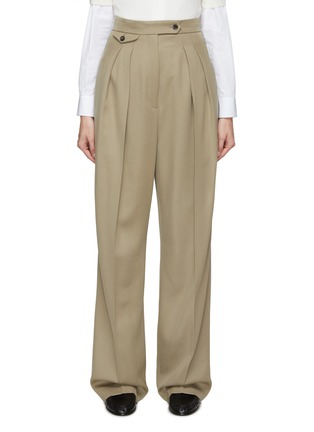 Main View - Click To Enlarge - THE ROW - ‘MARCELLITA’ FLAT FRONT HIGH RISE PLEATED STRAIGHT LEG PANTS