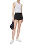 Figure View - Click To Enlarge - ALALA - Perforated Stripe Layered Court Shorts