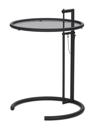 Main View - Click To Enlarge - CLASSICON - ‘ADJUSTABLE E 1027‘ SMOKED GLASS TABLE
