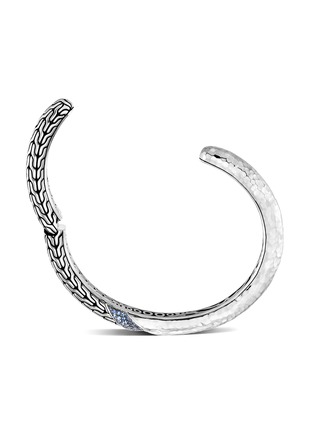 Detail View - Click To Enlarge - JOHN HARDY - ‘CLASSIC CHAIN’ STERLING SILVER SAPPHIRE TWISTED HAMMERED KICK CUFF